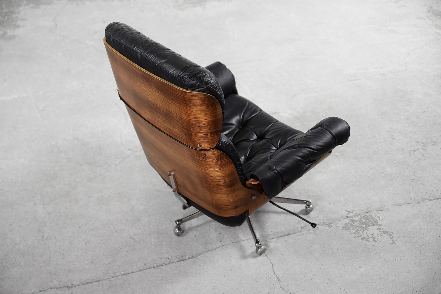Swiss Modern Leather; Bent Wood Lounge Chair by Martin Stoll for Stoll Giroflex, 1960s