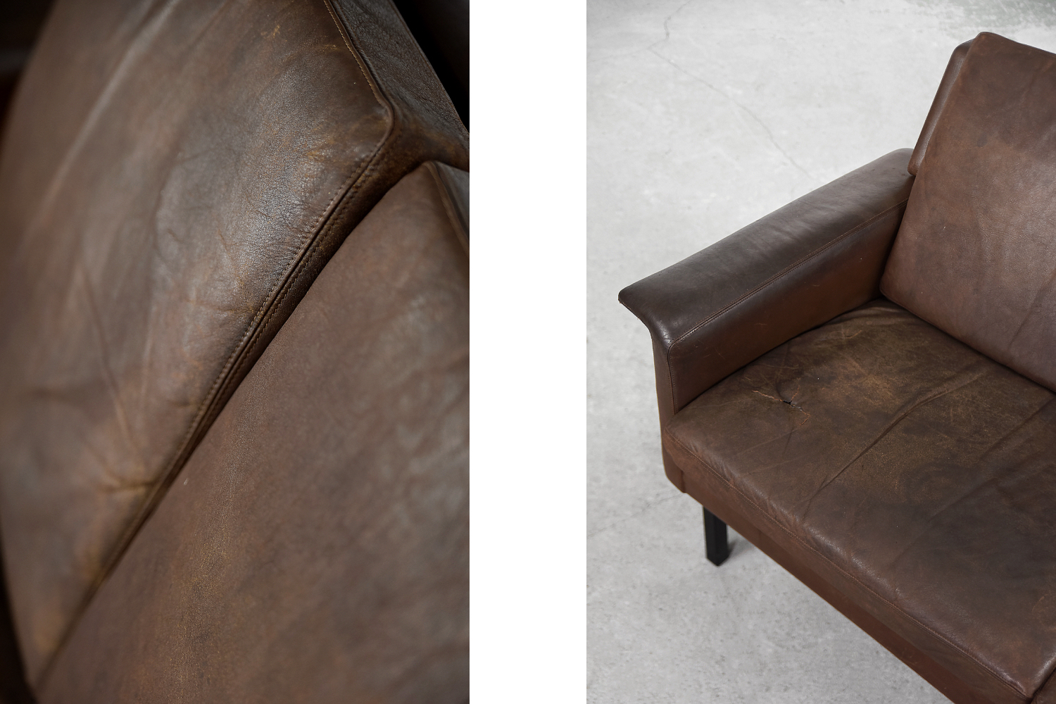 Rare Vintage Mid-Century Scandinavian Modern 2-Seater Brown Leather Sofa 3330 by Arne Vodder for Fritz Hansen, 1960s