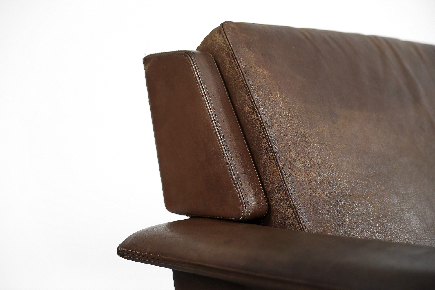 Rare Vintage Mid-Century Scandinavian Modern 2-Seater Brown Leather Sofa 3330 by Arne Vodder for Fritz Hansen, 1960s