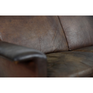 Rare Vintage Mid-Century Scandinavian Modern 2-Seater Brown Leather Sofa 3330 by Arne Vodder for Fritz Hansen, 1960s