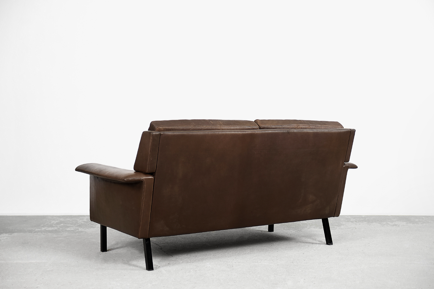 Rare Vintage Mid-Century Scandinavian Modern 2-Seater Brown Leather Sofa 3330 by Arne Vodder for Fritz Hansen, 1960s