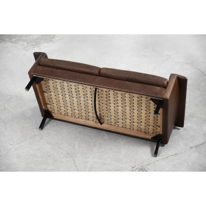 Rare Vintage Mid-Century Scandinavian Modern 2-Seater Brown Leather Sofa 3330 by Arne Vodder for Fritz Hansen, 1960s
