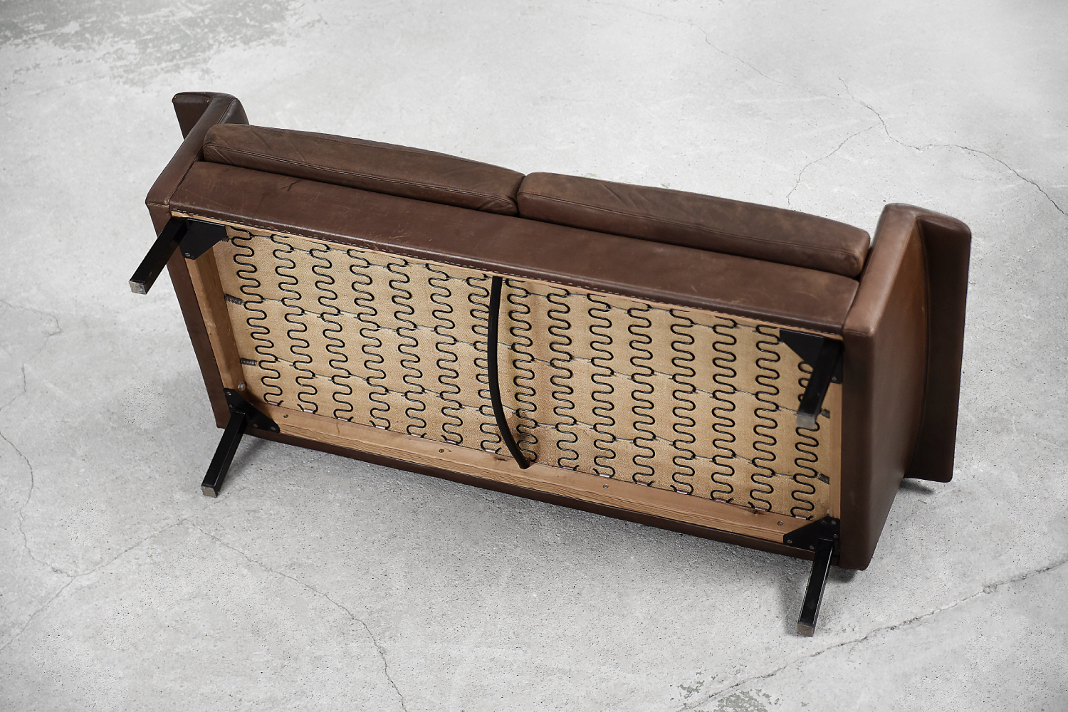 Rare Vintage Mid-Century Scandinavian Modern 2-Seater Brown Leather Sofa 3330 by Arne Vodder for Fritz Hansen, 1960s