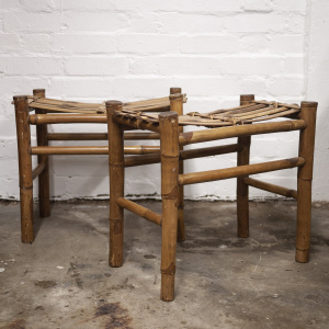 Pair of Vintage Bamboo Stools, 1980s