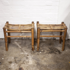 Pair of Vintage Bamboo Stools, 1980s