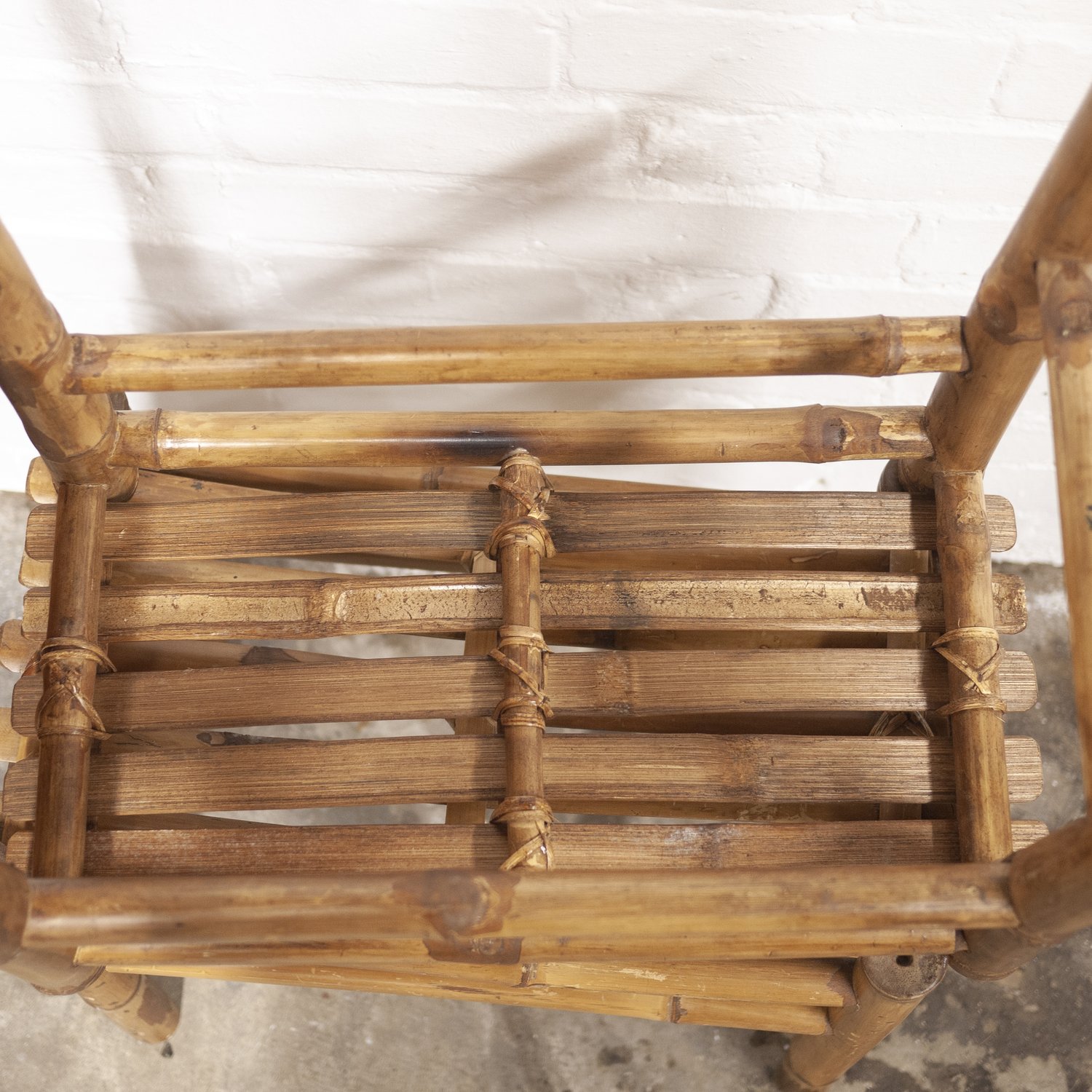 Pair of Vintage Bamboo Stools, 1980s