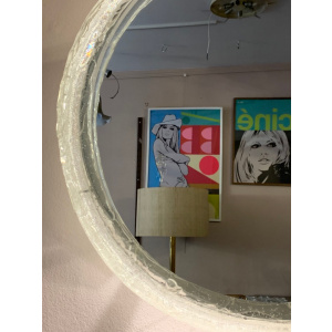 Circular Illuminated Lucite Wall Mirror, 1970s