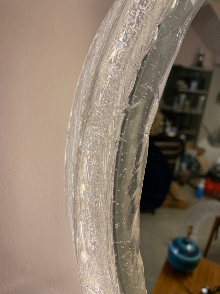 Circular Illuminated Lucite Wall Mirror, 1970s