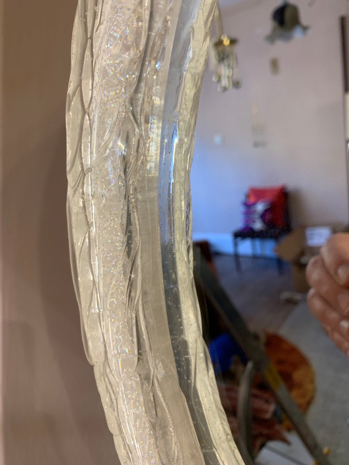 Circular Illuminated Lucite Wall Mirror, 1970s