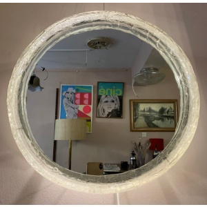 Circular Illuminated Lucite Wall Mirror, 1970s