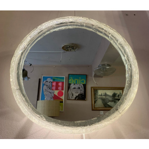 Circular Illuminated Lucite Wall Mirror, 1970s
