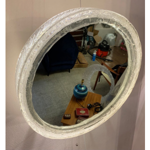 Circular Illuminated Lucite Wall Mirror, 1970s