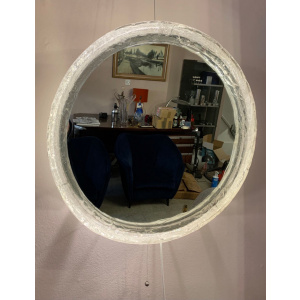 Circular Illuminated Lucite Wall Mirror, 1970s
