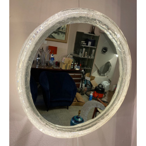 Circular Illuminated Lucite Wall Mirror, 1970s