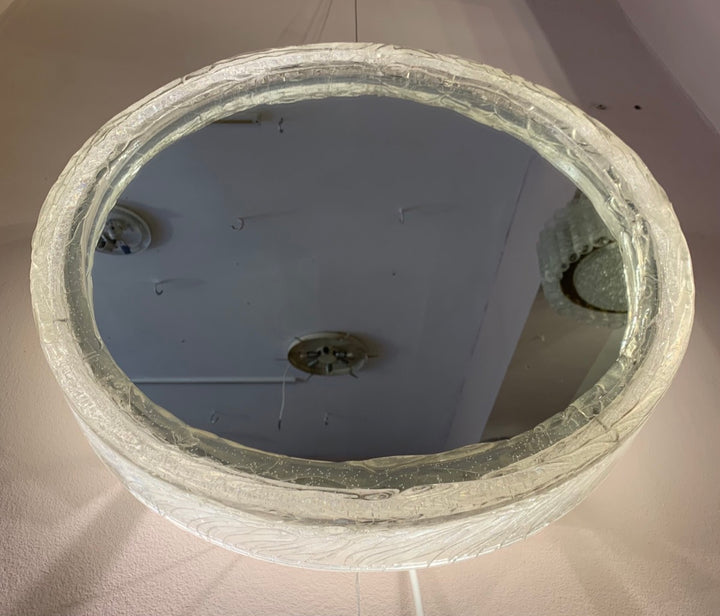 Circular Illuminated Lucite Wall Mirror, 1970s