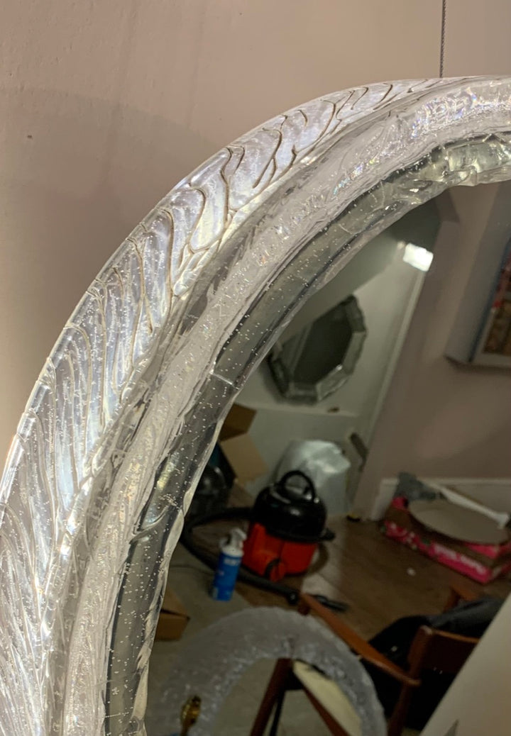 Circular Illuminated Lucite Wall Mirror, 1970s