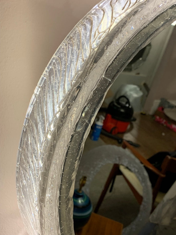 Circular Illuminated Lucite Wall Mirror, 1970s