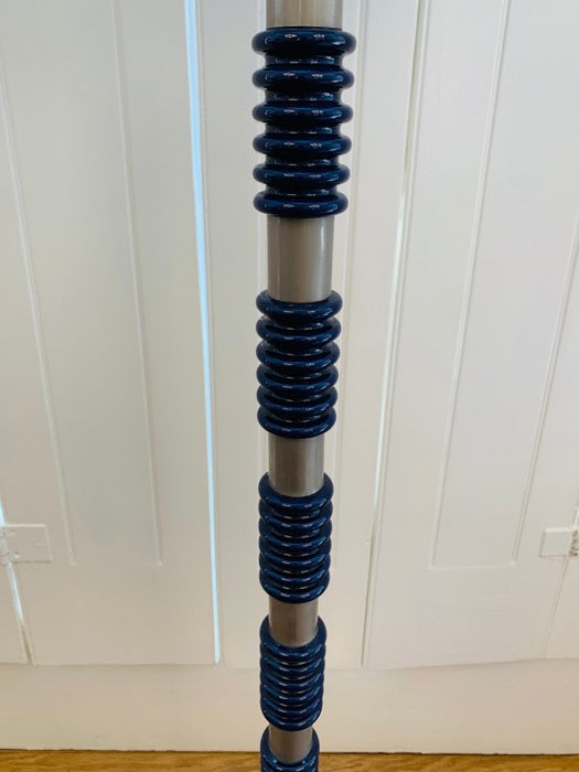 1970s Brushed Chrome & Cobalt Blue Glass Floor Lamp