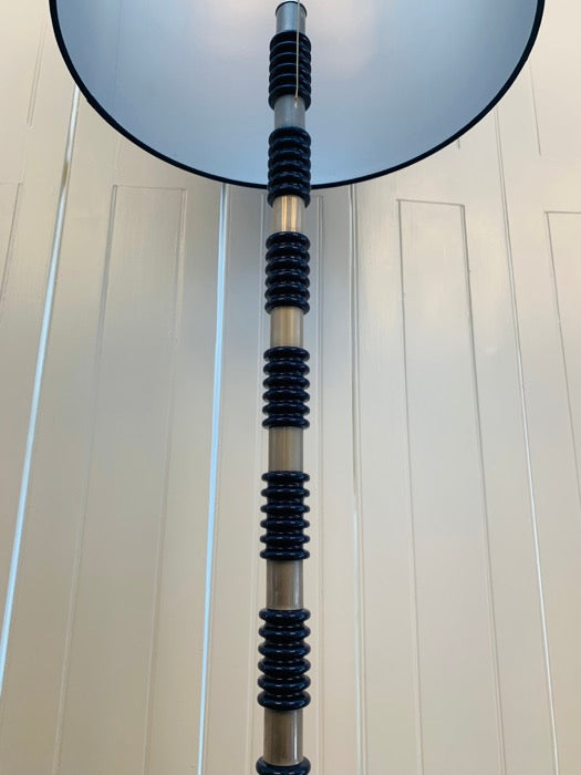 1970s Brushed Chrome & Cobalt Blue Glass Floor Lamp
