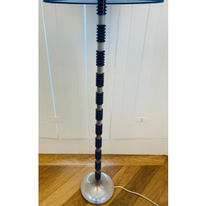 1970s Brushed Chrome & Cobalt Blue Glass Floor Lamp