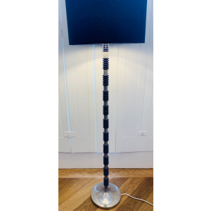 1970s Brushed Chrome & Cobalt Blue Glass Floor Lamp