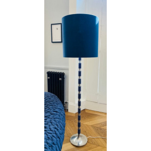 1970s Brushed Chrome & Cobalt Blue Glass Floor Lamp