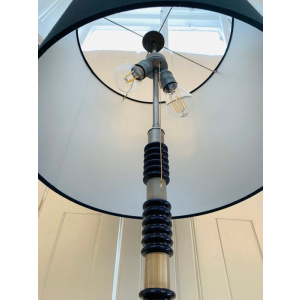 1970s Brushed Chrome & Cobalt Blue Glass Floor Lamp
