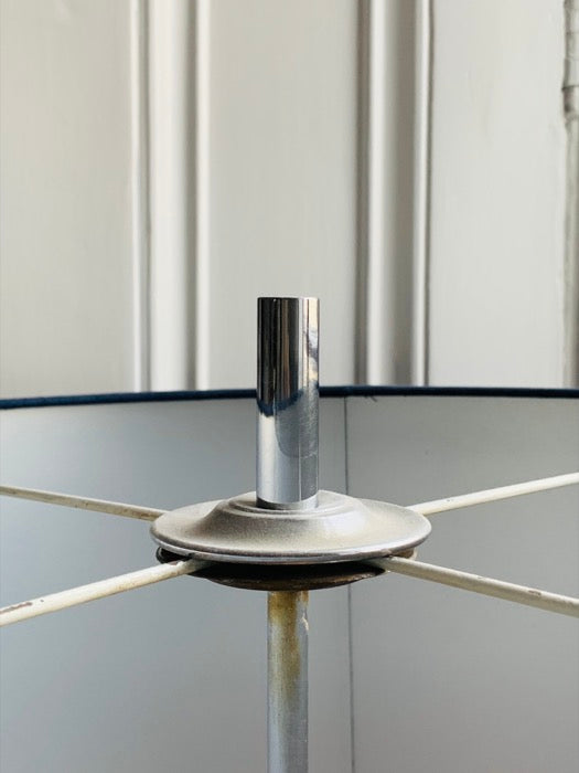 1970s Brushed Chrome & Cobalt Blue Glass Floor Lamp