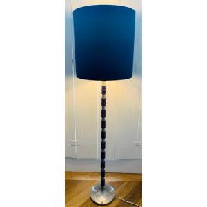 1970s Brushed Chrome & Cobalt Blue Glass Floor Lamp