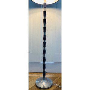 1970s Brushed Chrome & Cobalt Blue Glass Floor Lamp