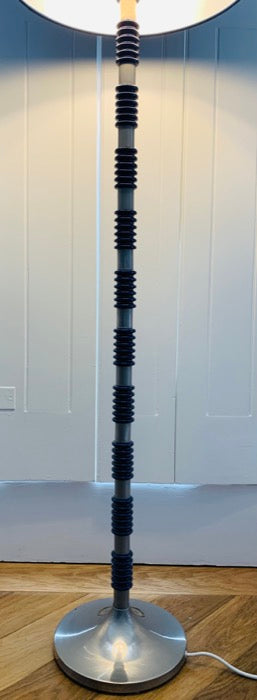 1970s Brushed Chrome & Cobalt Blue Glass Floor Lamp