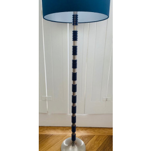 1970s Brushed Chrome & Cobalt Blue Glass Floor Lamp