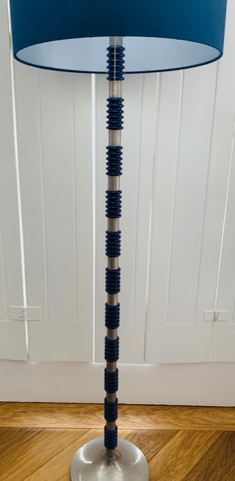 1970s Brushed Chrome & Cobalt Blue Glass Floor Lamp