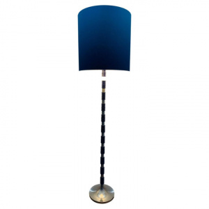 1970s Brushed Chrome & Cobalt Blue Glass Floor Lamp