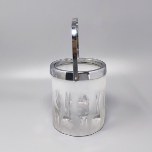 1960 Ice Bucket with 6 Glasses in Hand Cut Lead Crystal by Kristal. Made in Italy