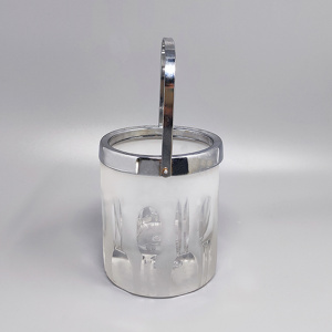 1960 Ice Bucket with 6 Glasses in Hand Cut Lead Crystal by Kristal. Made in Italy