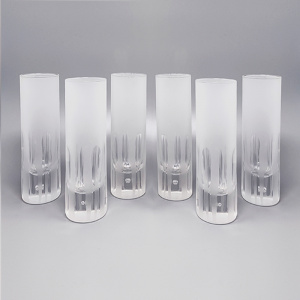 1960 Ice Bucket with 6 Glasses in Hand Cut Lead Crystal by Kristal. Made in Italy