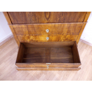 Nineteenth century secretaire in solid oak and walnut root