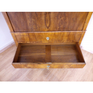 Nineteenth century secretaire in solid oak and walnut root