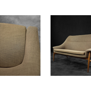 Rare Vintage Mid-Century Scandinavian Modern 2-Seater Brown Fabric Sofa Grace by Ikea, 1961