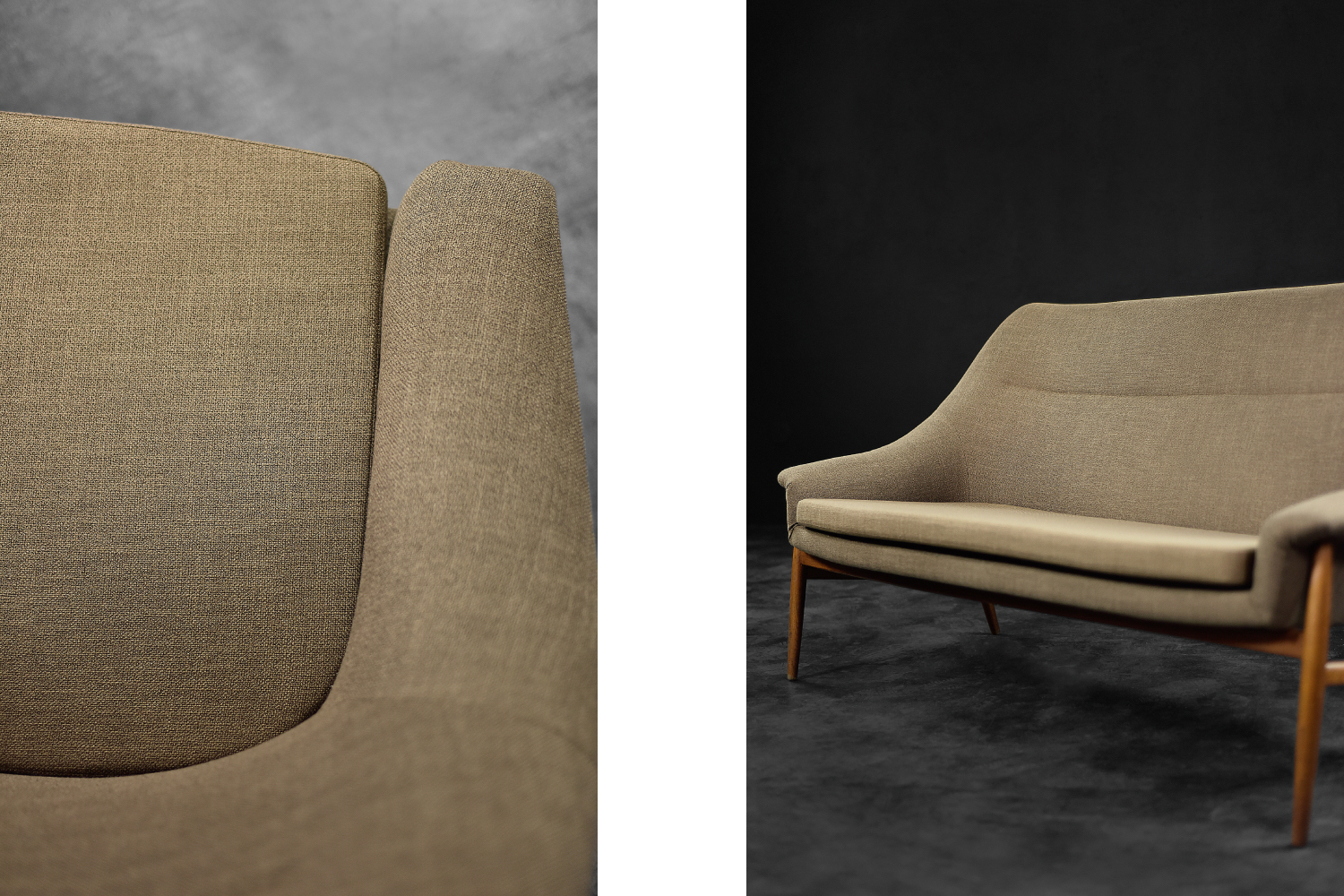 Rare Vintage Mid-Century Scandinavian Modern 2-Seater Brown Fabric Sofa Grace by Ikea, 1961