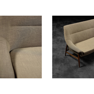 Rare Vintage Mid-Century Scandinavian Modern 2-Seater Brown Fabric Sofa Grace by Ikea, 1961