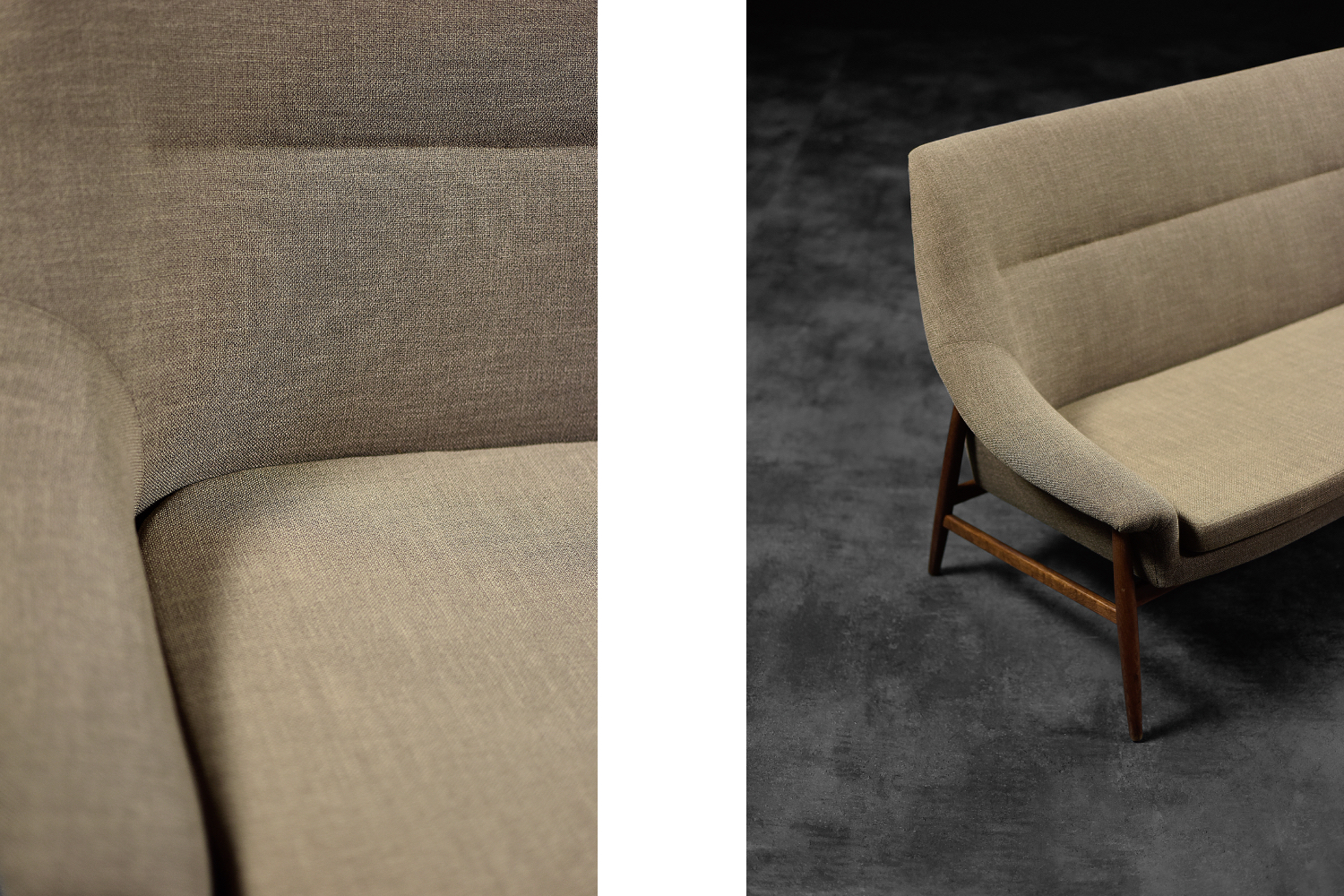 Rare Vintage Mid-Century Scandinavian Modern 2-Seater Brown Fabric Sofa Grace by Ikea, 1961