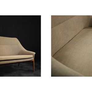 Rare Vintage Mid-Century Scandinavian Modern 2-Seater Brown Fabric Sofa Grace by Ikea, 1961