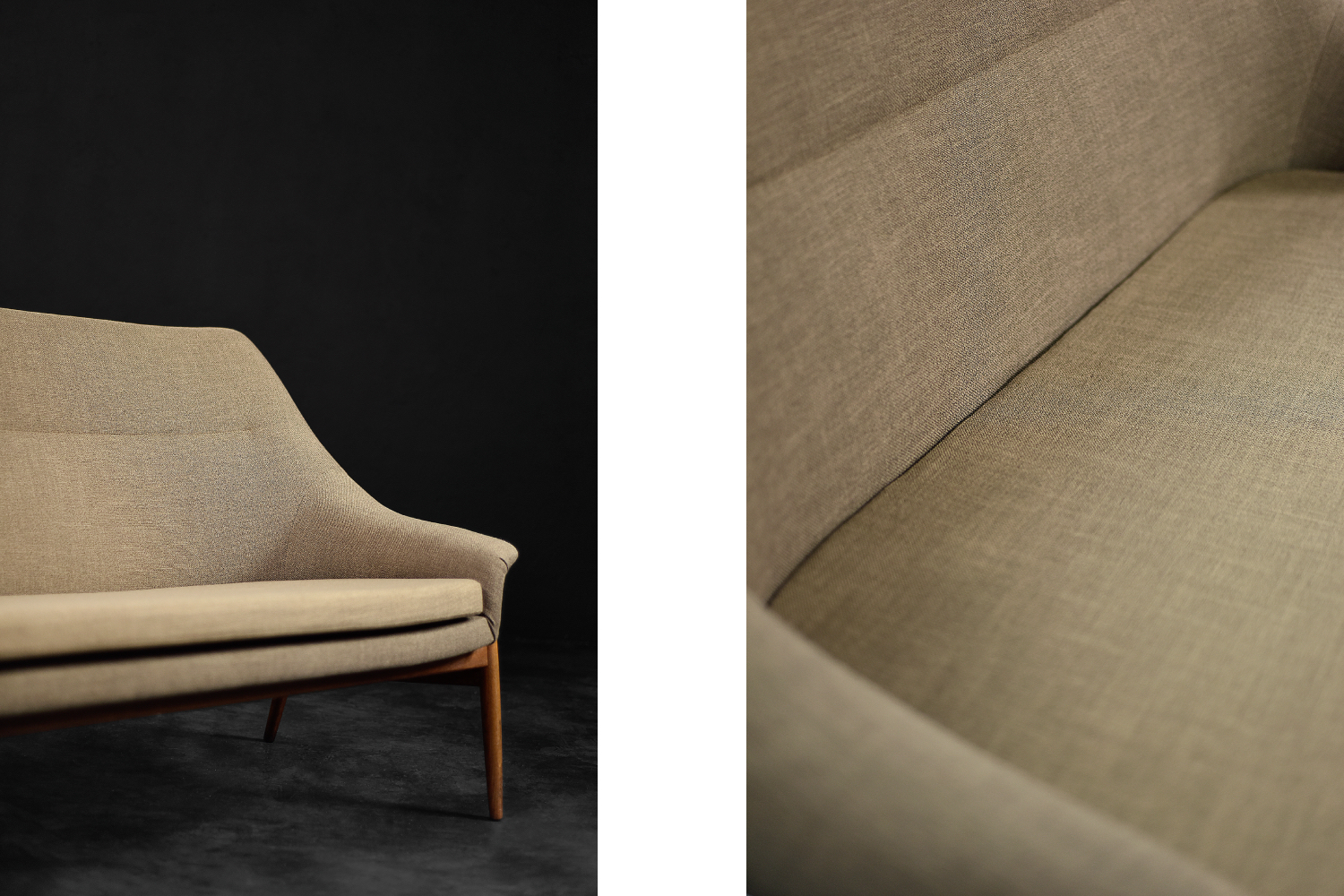 Rare Vintage Mid-Century Scandinavian Modern 2-Seater Brown Fabric Sofa Grace by Ikea, 1961