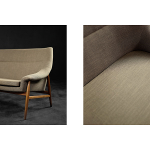 Rare Vintage Mid-Century Scandinavian Modern 2-Seater Brown Fabric Sofa Grace by Ikea, 1961