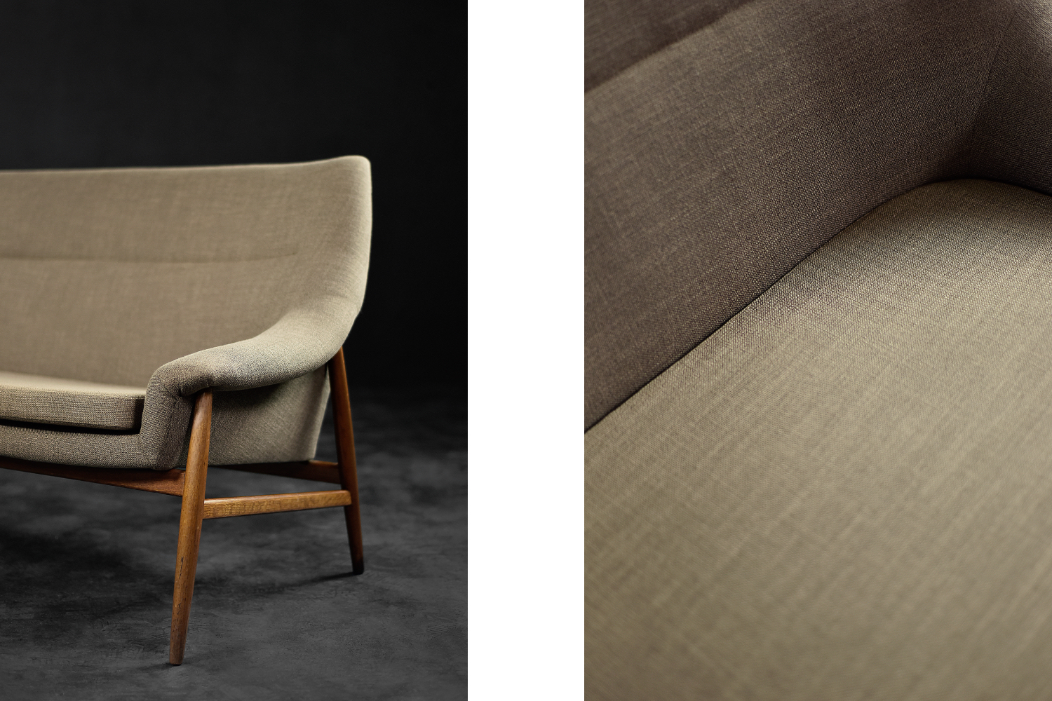 Rare Vintage Mid-Century Scandinavian Modern 2-Seater Brown Fabric Sofa Grace by Ikea, 1961