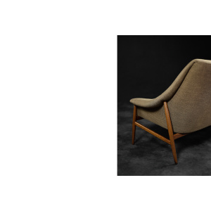 Rare Vintage Mid-Century Scandinavian Modern 2-Seater Brown Fabric Sofa Grace by Ikea, 1961