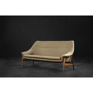 Rare Vintage Mid-Century Scandinavian Modern 2-Seater Brown Fabric Sofa Grace by Ikea, 1961