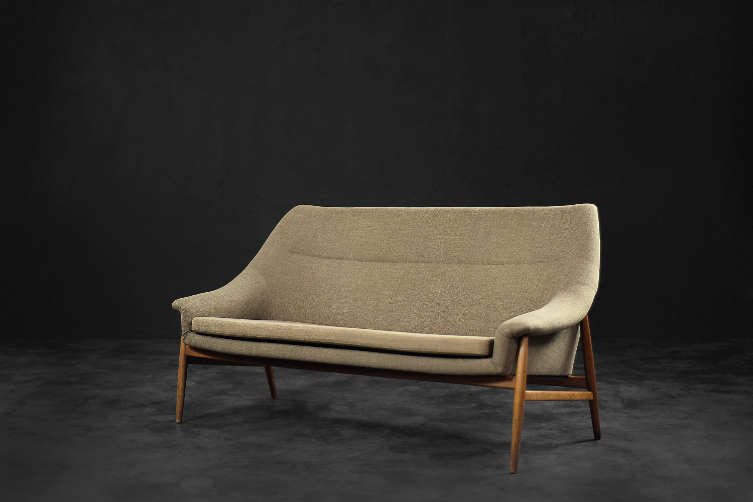 Rare Vintage Mid-Century Scandinavian Modern 2-Seater Brown Fabric Sofa Grace by Ikea, 1961